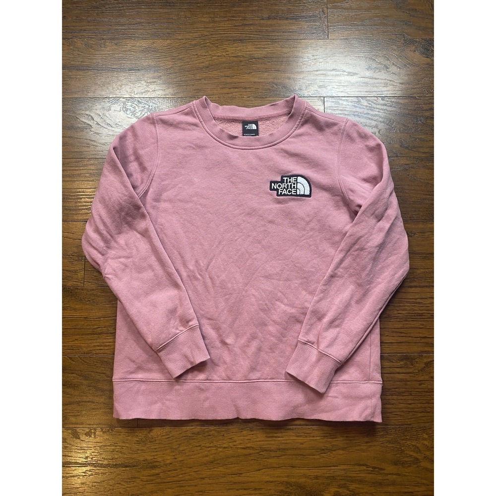 The North Face Womens‎ Crewneck Sweatshirt Pink Logo Patch Fleece Size M